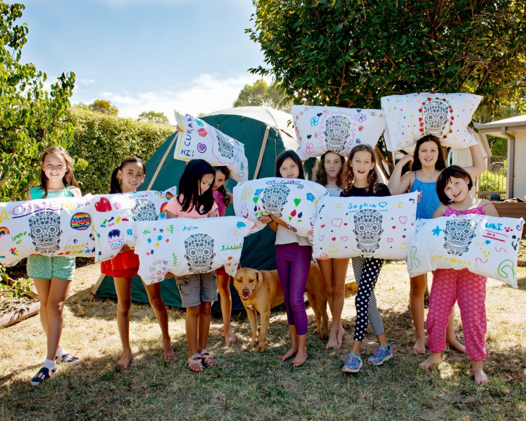 sleep over birthday party decorating pillow covers